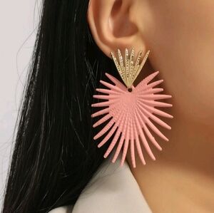 Pink/Gold 2 toned Fan Earrings
